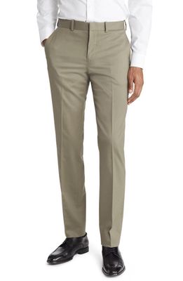 Nordstrom Trim Fit Flat Front Stretch Wool Pants in Tan Desert