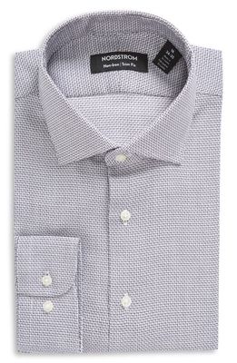Nordstrom Trim Fit Non-Iron Jacquard Dress Shirt in White- Pink Tiered Jacquard