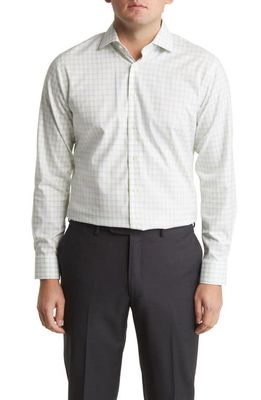Nordstrom Trim Fit Non-Iron Windowpane Dress Shirt in White- Yellow Easy Grid