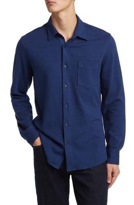 Nordstrom Trim Fit Piqué Button-Up Shirt in Navy Blazer Jcq Txt
