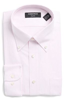 Nordstrom Trim Fit Royal Oxford Stripe Dress Shirt in White Pink Royal Oxford Stripe