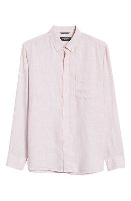 Nordstrom Trim Fit Solid Linen Button-Down Shirt in Pink Glass Eoe