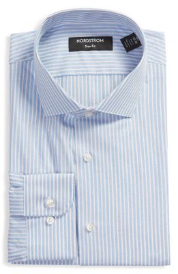 Nordstrom Trim Fit Stripe Dress Shirt in Blue-Burgundy Textured Grid