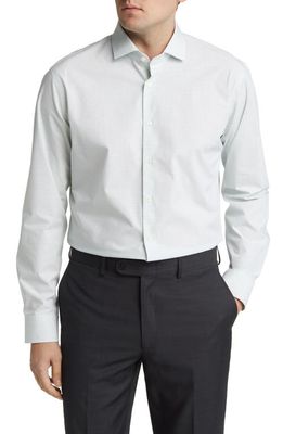 Nordstrom Trim Fit Windowpane Tech-Smart CoolMax Non-Iron Dress Shirt in White Multi Micro New Grid