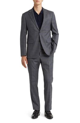 Nordstrom Trim Fit Windowpane Wool Blend Suit in Grey-Blue Pop Windowpane