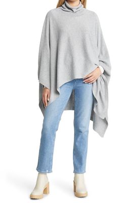 Nordstrom Turtleneck Cotton & Wool Poncho in Grey Heather