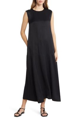 Nordstrom Twill Sleeveless Maxi Dress in Black
