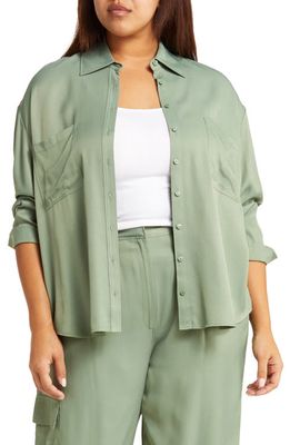 Nordstrom Twill Utility Shirt in Green Dune