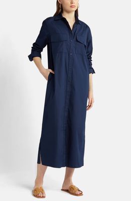 Nordstrom Two-Pocket Long Sleeve Cotton Shirtdress in Navy Blazer