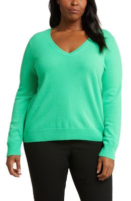 Nordstrom V-Neck Cashmere Sweater in Green Bright