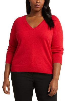 Nordstrom V-Neck Cashmere Sweater in Red Chinoise