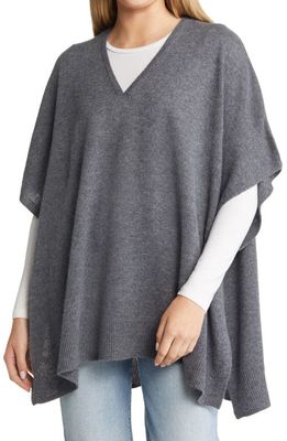 Nordstrom V-Neck Wool & Cashmere Poncho in Grey Dark Heather