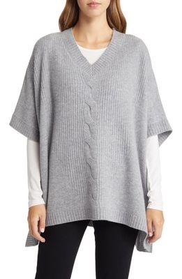 Nordstrom V-Neck Wool & Cashmere Poncho in Grey Heather