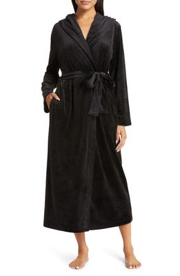 Nordstrom Velour Hooded Robe in Black