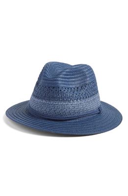 Nordstrom Vented Panama Hat in Navy Blue Combo