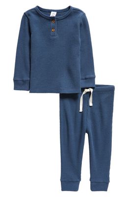 Nordstrom Waffle Knit Cotton Henley & Joggers Set in Navy Denim