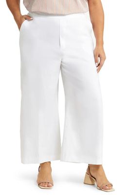 Nordstrom Wide Leg Crop Linen Blend Pants in White