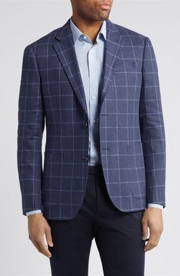 Nordstrom Windowpane Check Linen Blend Sport Coat in Navy Pop Windowpane