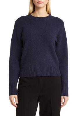 Nordstrom Wool & Cashmere Crewneck Sweater in Navy Blueberry