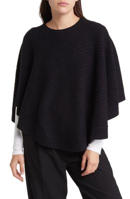 Nordstrom Wool & Cashmere Poncho Sweater in Black Rock