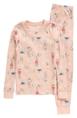 Nordstrom x Slumberkins Kids' Print Fitted Two-Piece Pajamas in Pink Chintz Otter Slumberkins
