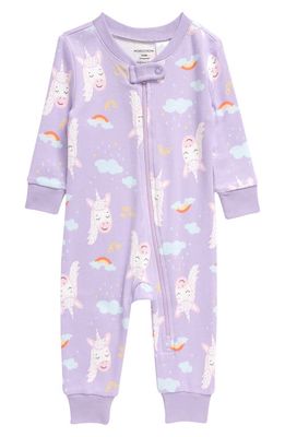 Nordstrom x Slumberkins Print Fitted One-Piece Pajamas in Purple Betta Unicorn Clouds