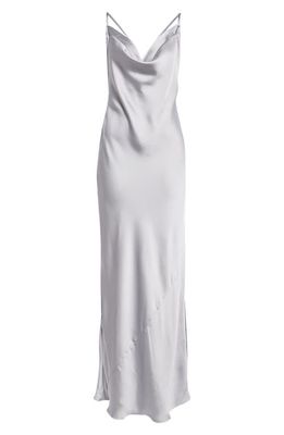 Norma Kamali Bias Cut Satin Gown in Silver