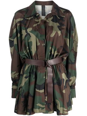 Norma Kamali camouflage-print belted minidress - Green