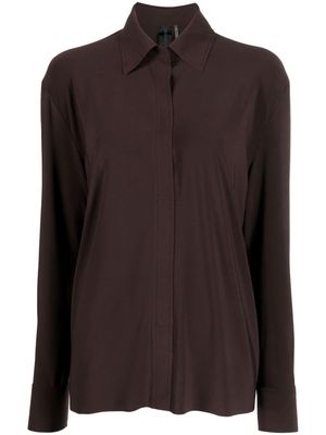 Norma Kamali concealed-fastening long-sleeve shirt - Brown