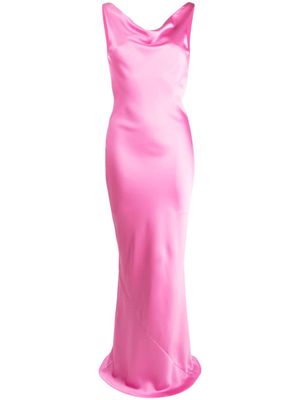 Norma Kamali cowl-neck bias satin gown - Pink