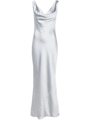 Norma Kamali cowl-neck satin gown - Silver