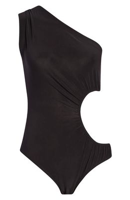 Norma Kamali Cutout One-Shoulder One-Piece Swimsuit in Black