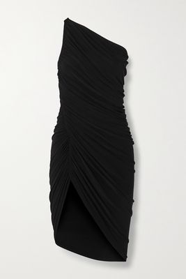 Norma Kamali - Diana One-shoulder Ruched Stretch-jersey Mini Dress - Black