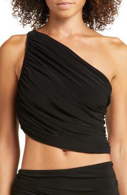 Norma Kamali Diana One-Shoulder Swim Top in Black