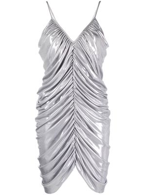 Norma Kamali Diana ruched metallic mini dress - Grey