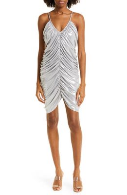Norma Kamali Diana Ruched Minidress in Silver