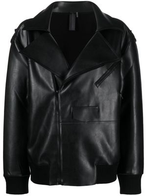 Norma Kamali faux leather zip-up biker jacket - Black