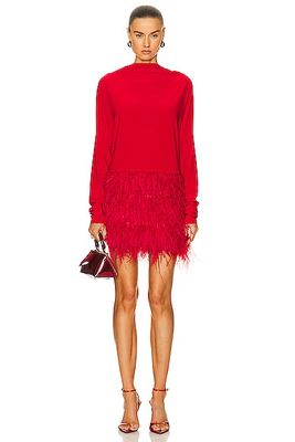 Norma Kamali Feather All In One Mini Dress in Red