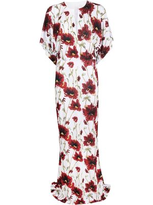 Norma Kamali floral-print maxi dress - White