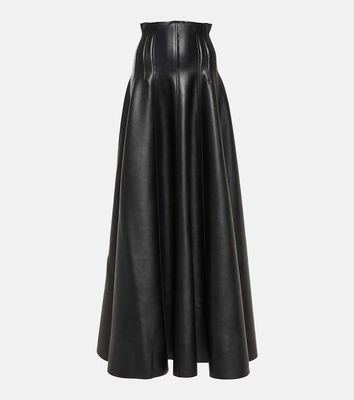 Norma Kamali Grace flared faux leather maxi skirt
