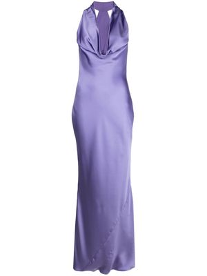 Norma Kamali halterneck draped maxi dress - Purple