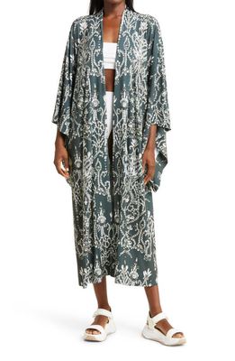 Norma Kamali Jewel Print Cover-Up Robe in Dark Jewels