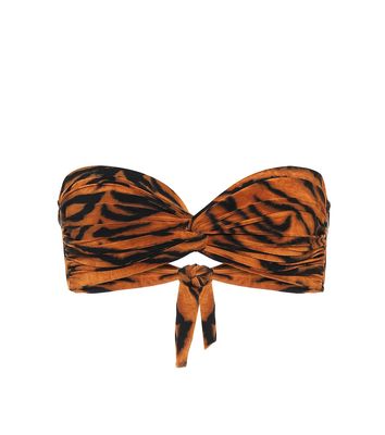 Norma Kamali Johnny D tiger-print bandeau bikini top