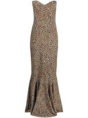 Norma Kamali leopard-print corset gown - Neutrals