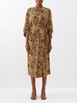 Norma Kamali - Leopard-print Crepe Wrap Midi Dress - Womens - Leopard