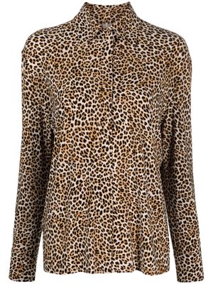 Norma Kamali leopard-print long-sleeve shirt - Brown