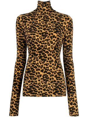 Norma Kamali leopard-print long-sleeve top - Brown