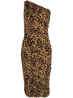 Norma Kamali leopard-print midi dress - Brown