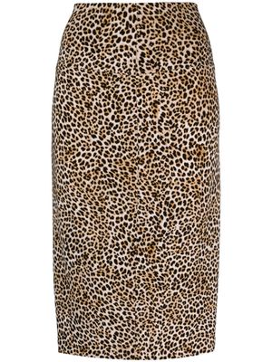 Norma Kamali leopard-print pencil skirt - Brown