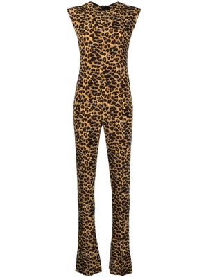 Norma Kamali leopard-print sleeveless jumpsuit - Brown
